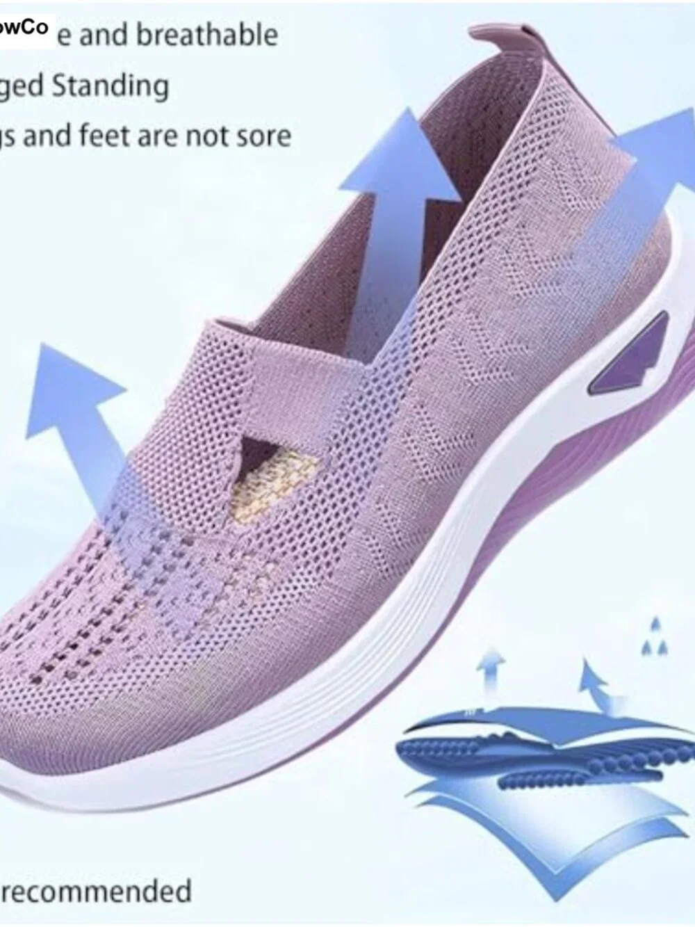 Women's Orthopedic Walking Shoes Arch Support Breathable Knit Slip-On Comfort